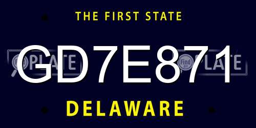 GD7E871 Delaware License Plate