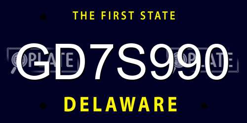 GD7S990 Delaware License Plate