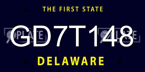 GD7T148 Delaware License Plate