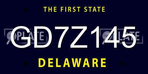 GD7Z145 Delaware License Plate