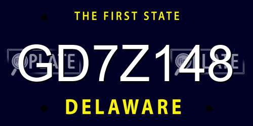 GD7Z148 Delaware License Plate