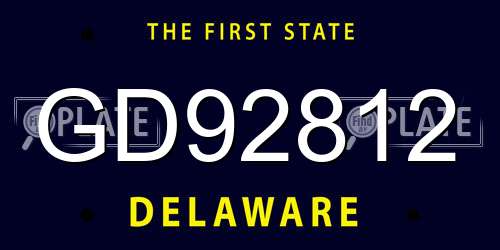 GD92812 Delaware License Plate