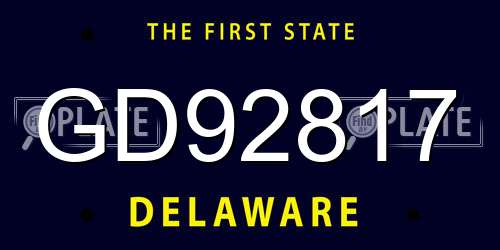 GD92817 Delaware License Plate