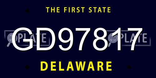 GD97817 Delaware License Plate