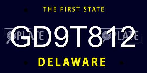 GD9T812 Delaware License Plate