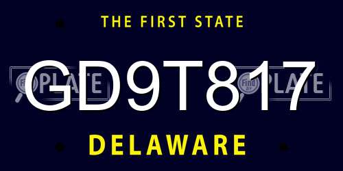 GD9T817 Delaware License Plate
