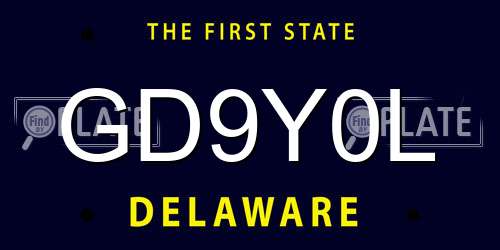 GD9Y0L Delaware License Plate