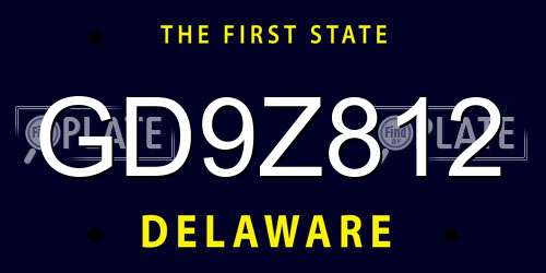 GD9Z812 Delaware License Plate