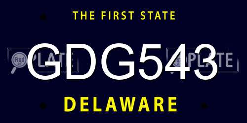 GDG543 Delaware License Plate