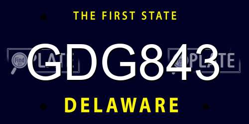GDG843 Delaware License Plate