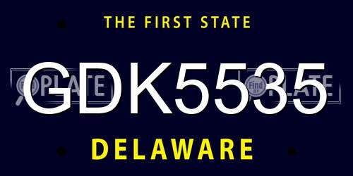 GDK5535 Delaware License Plate