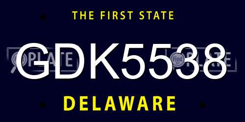 GDK5538 Delaware License Plate