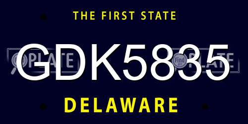 GDK5835 Delaware License Plate