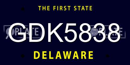 GDK5838 Delaware License Plate