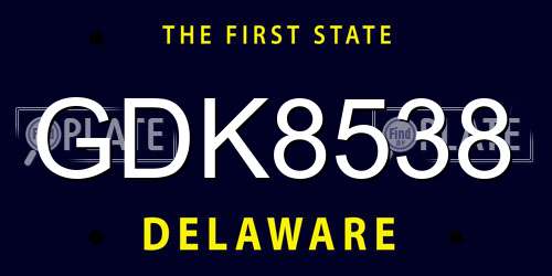 GDK8538 Delaware License Plate