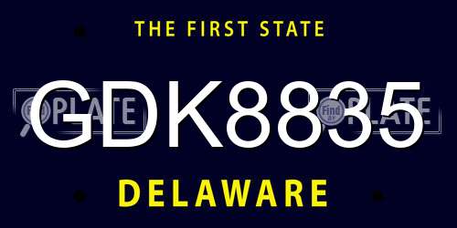 GDK8835 Delaware License Plate