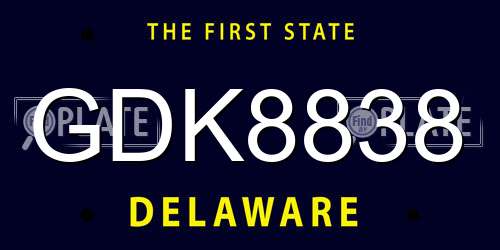 GDK8838 Delaware License Plate