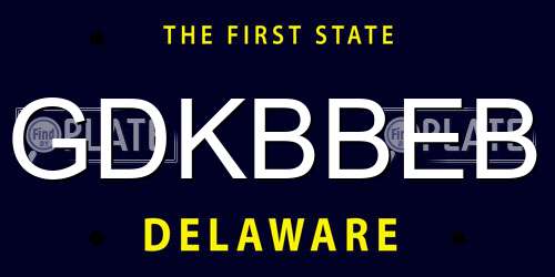GDKBBEB Delaware License Plate