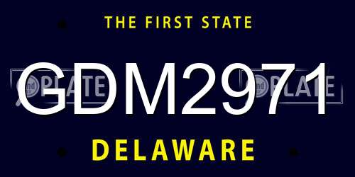 GDM2971 Delaware License Plate