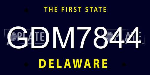 GDM7844 Delaware License Plate