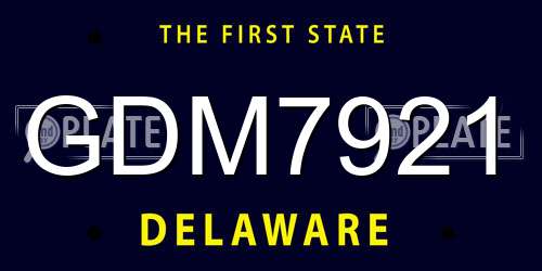 GDM7921 Delaware License Plate