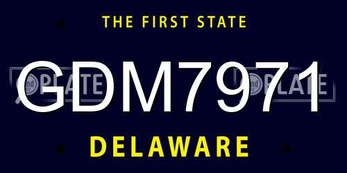 GDM7971 Delaware License Plate