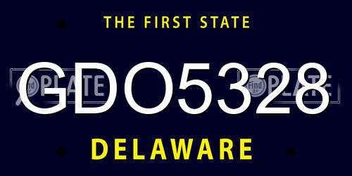 GDO5328 Delaware License Plate