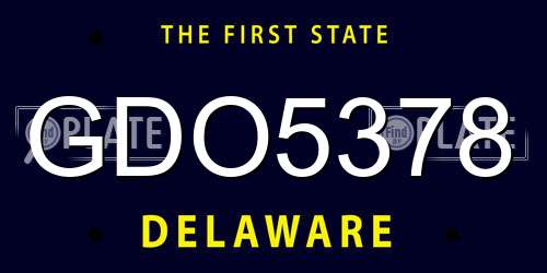 GDO5378 Delaware License Plate