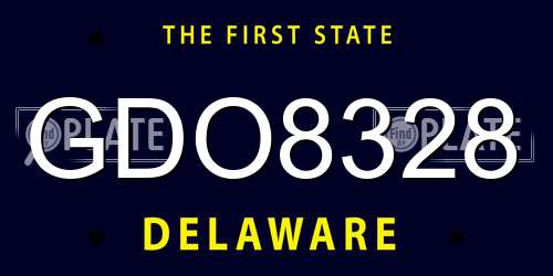 GDO8328 Delaware License Plate