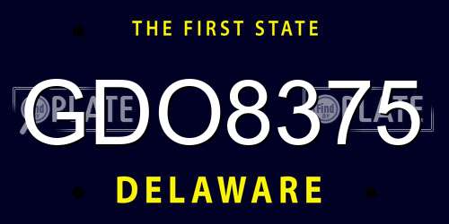 GDO8375 Delaware License Plate