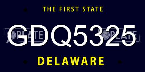 GDQ5325 Delaware License Plate