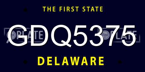 GDQ5375 Delaware License Plate