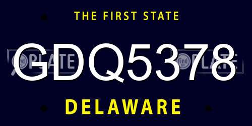GDQ5378 Delaware License Plate