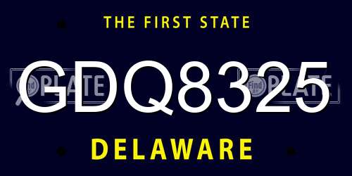 GDQ8325 Delaware License Plate