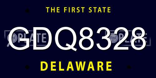 GDQ8328 Delaware License Plate