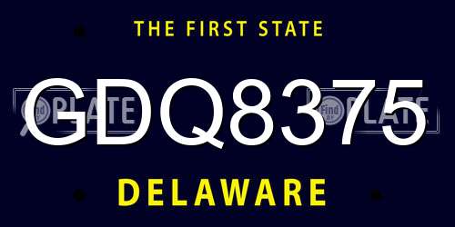 GDQ8375 Delaware License Plate