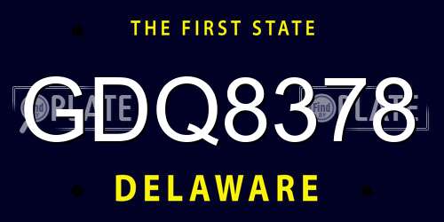 GDQ8378 Delaware License Plate