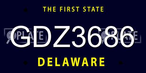 GDZ3686 Delaware License Plate