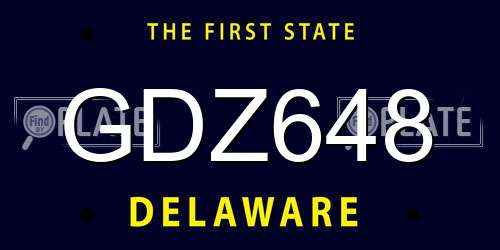 GDZ648 Delaware License Plate