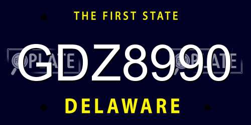 GDZ8990 Delaware License Plate