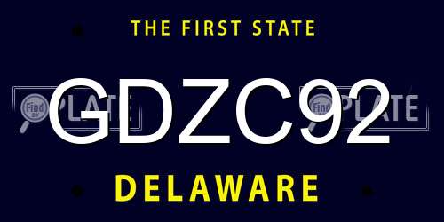 GDZC92 Delaware License Plate