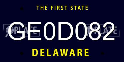 GE0D082 Delaware License Plate