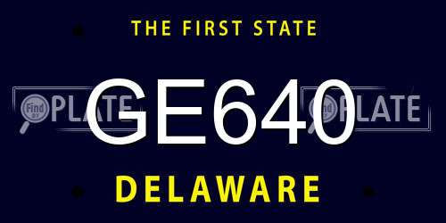 GE640 Delaware License Plate