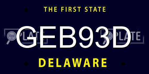 GEB93D Delaware License Plate