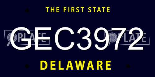 GEC3972 Delaware License Plate