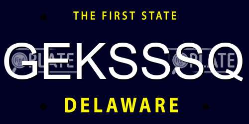 GEKSSSQ Delaware License Plate