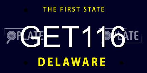 GET116 Delaware License Plate