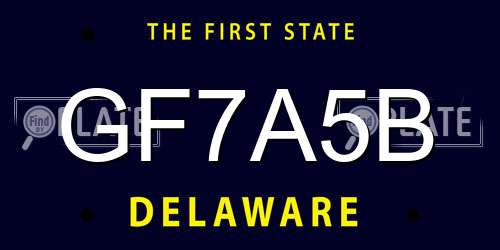 GF7A5B Delaware License Plate
