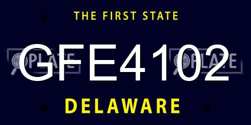 GFE4102 Delaware License Plate
