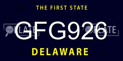 GFG926 Delaware License Plate
